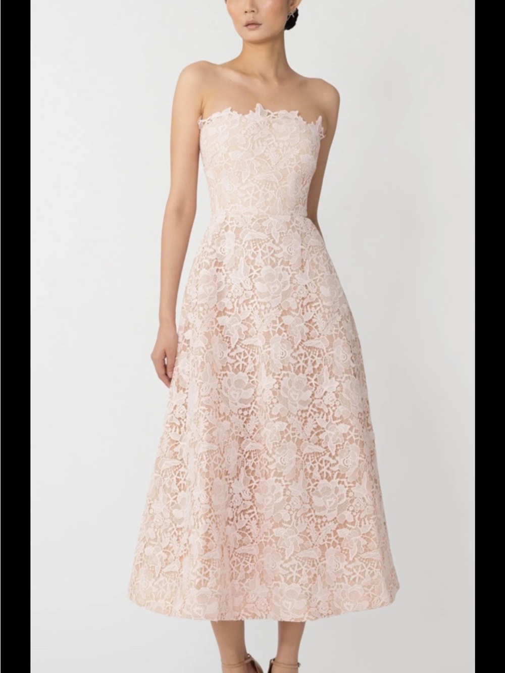 Sau Lee Rosalia Sheer Pink Midi Strapless Dress,sz 12, New,actual Color#1-6
